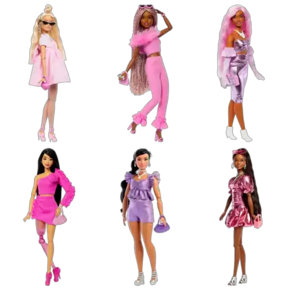 Barbie Deluxe Style Dolls in Pink Barbiecore Outfits with Glam Accessories