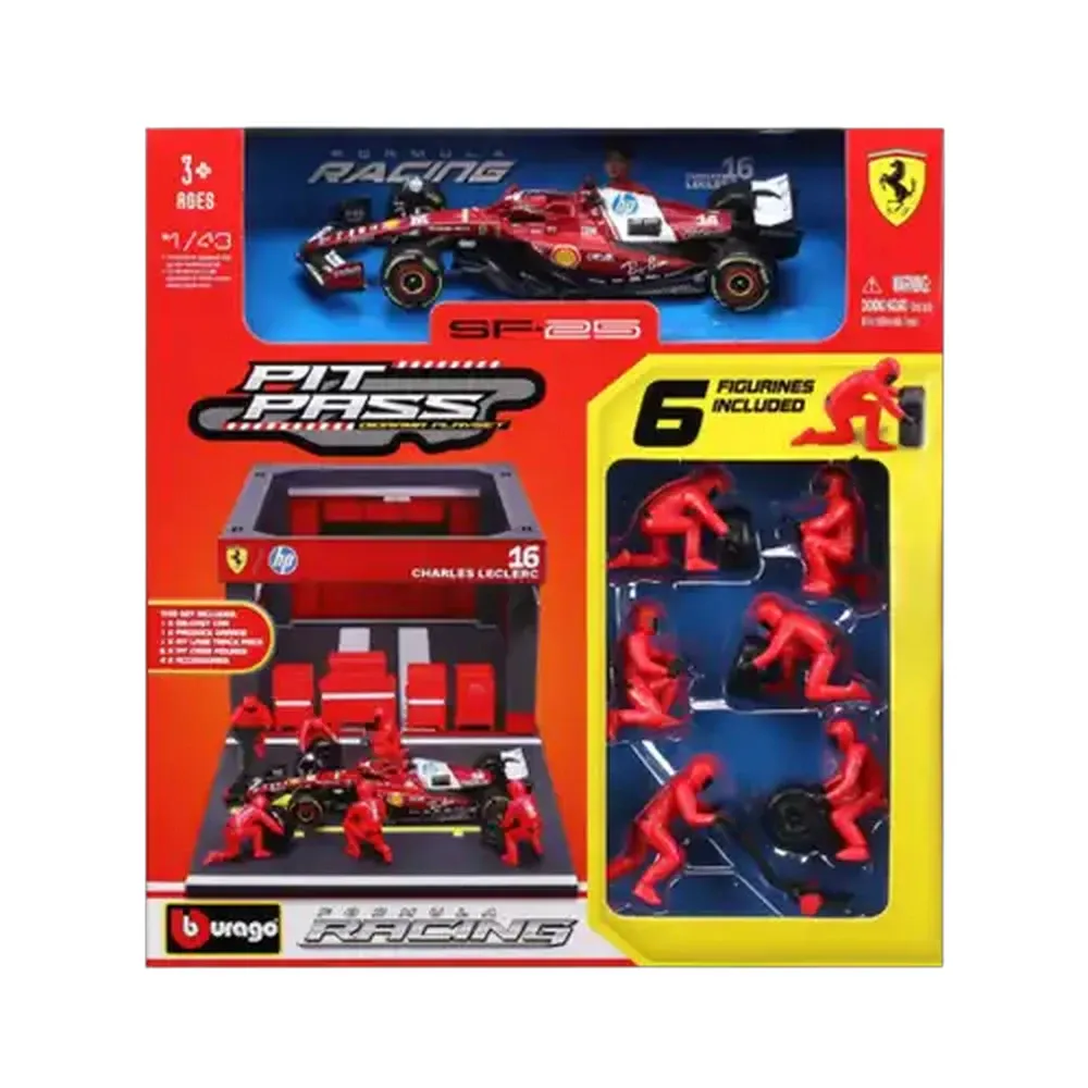 Bburago F1 Pit Pass #16 Ferrari SF-25 1:43 Scale (Charles Leclerc)