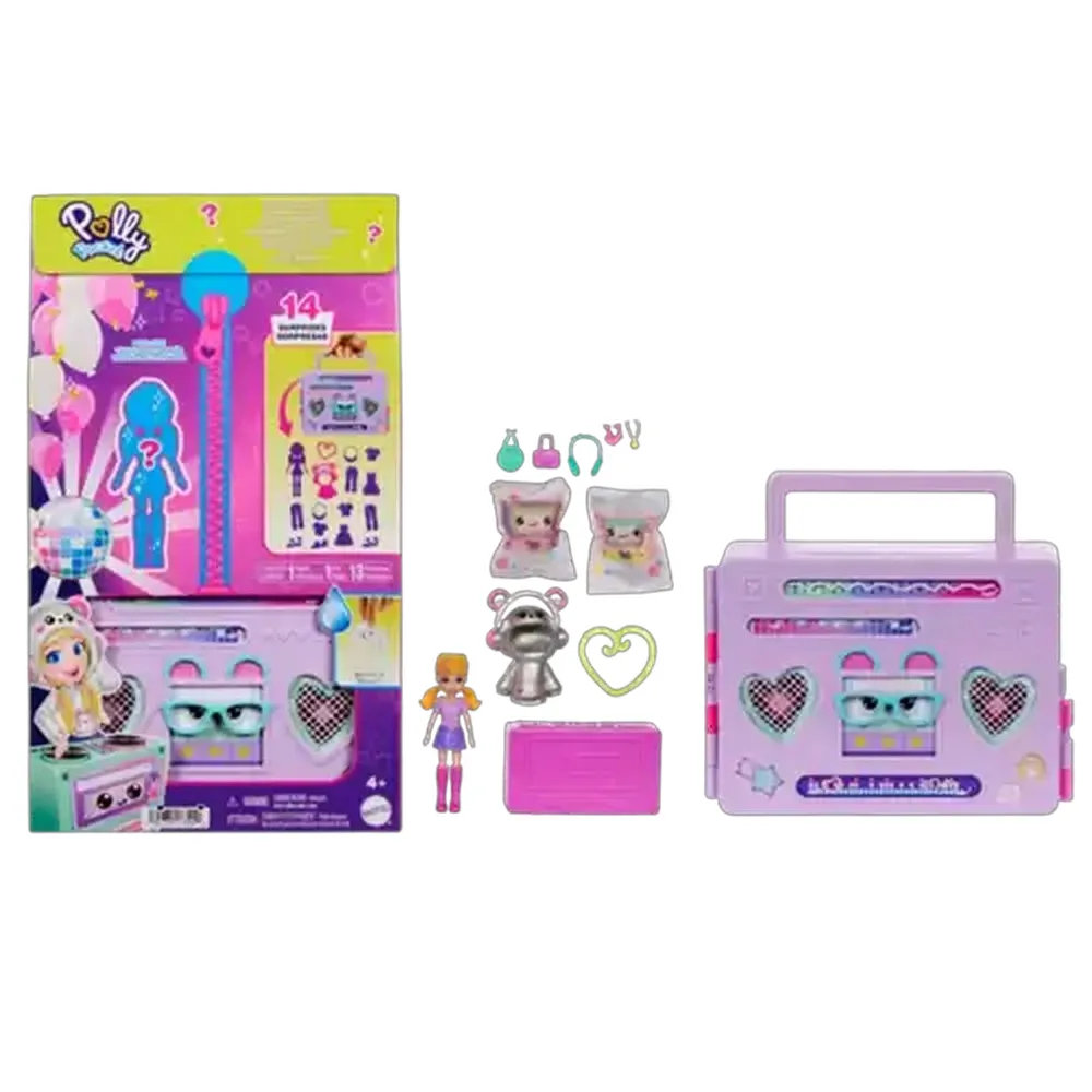 Polly Pocket Disco Dance Fashion Reveal Doll & Playset with Unboxing Surprises & Water Play