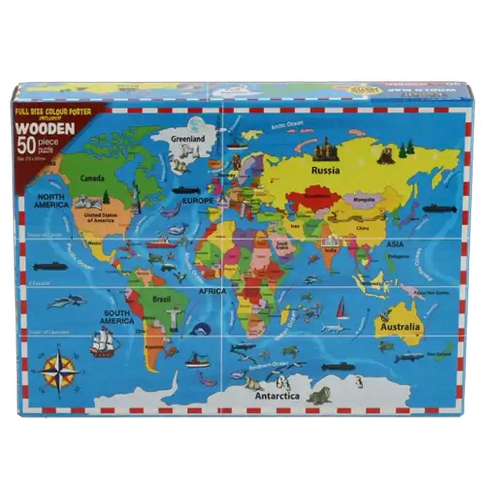 World Map Wooden Puzzle 50 Piece